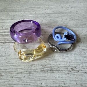 Nordstrom Purple, Yellow, Blue, and Silver Rings Set